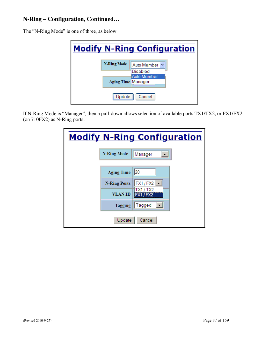 N-Tron 710FX2 user manual Ring Configuration, … 