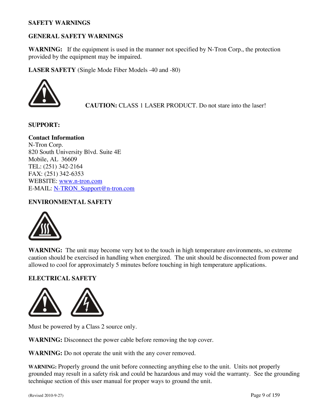 N-Tron 710FX2 user manual Support, Contact Information 