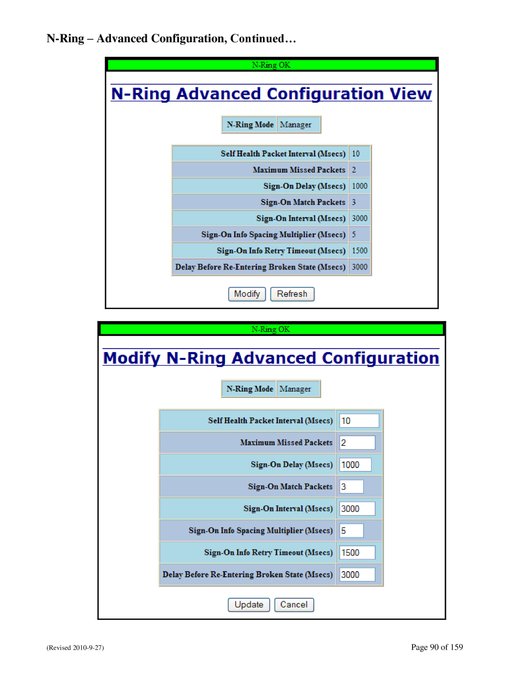 N-Tron 710FX2 user manual Ring Advanced Configuration, … 