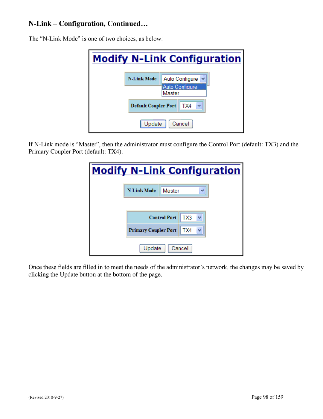 N-Tron 710FX2 user manual Link Configuration, … 