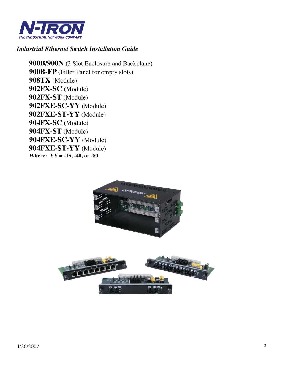 N-Tron 900 manual Where YY = -15, -40, or 