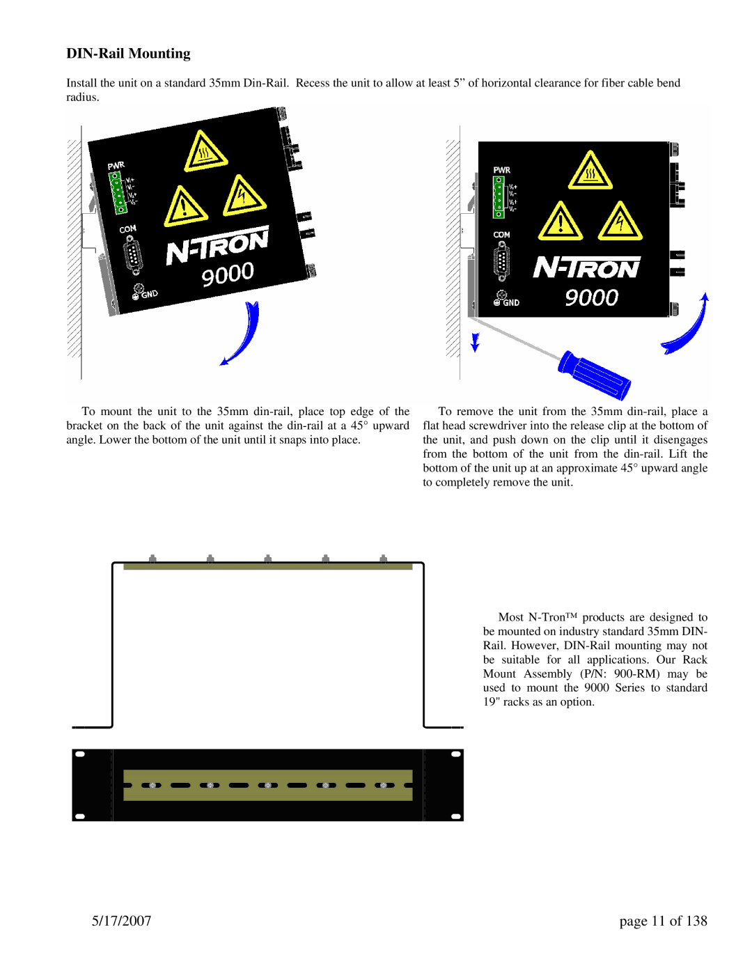 N-Tron 9000 Series user manual DIN-Rail Mounting 