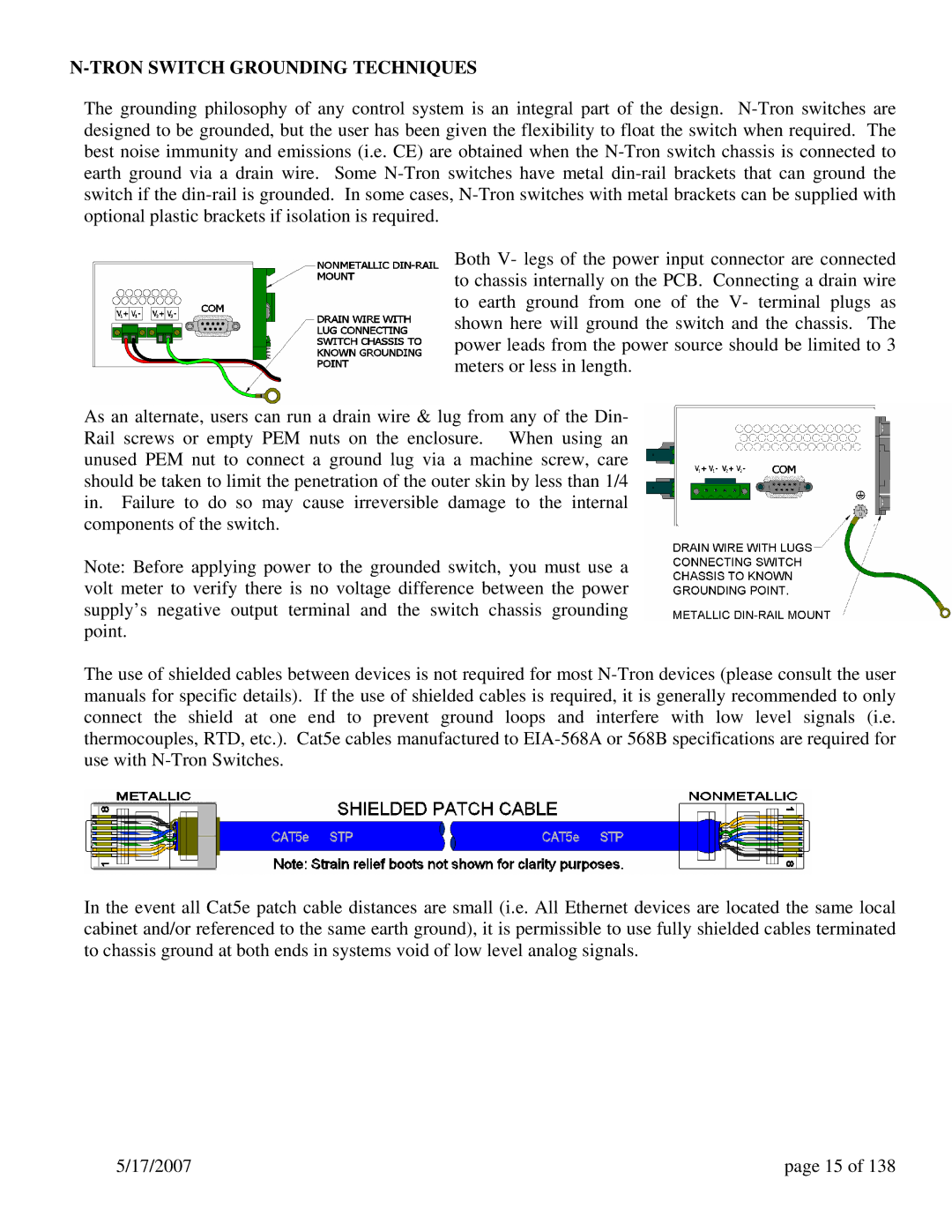 N-Tron 9000 Series user manual Tron Switch Grounding Techniques 