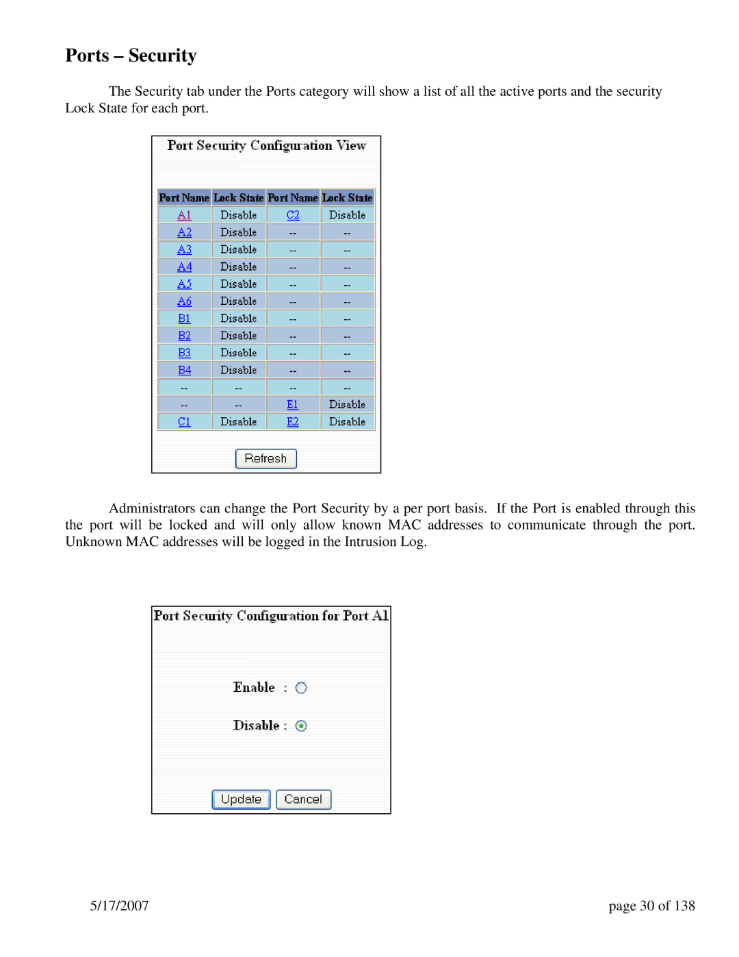 N-Tron 9000 Series user manual Ports Security 