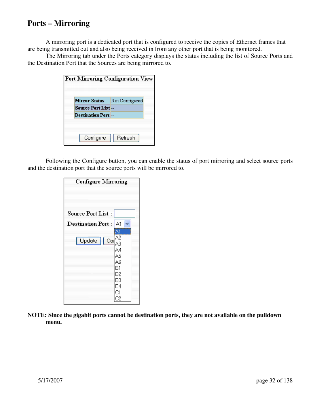 N-Tron 9000 Series user manual Ports Mirroring 