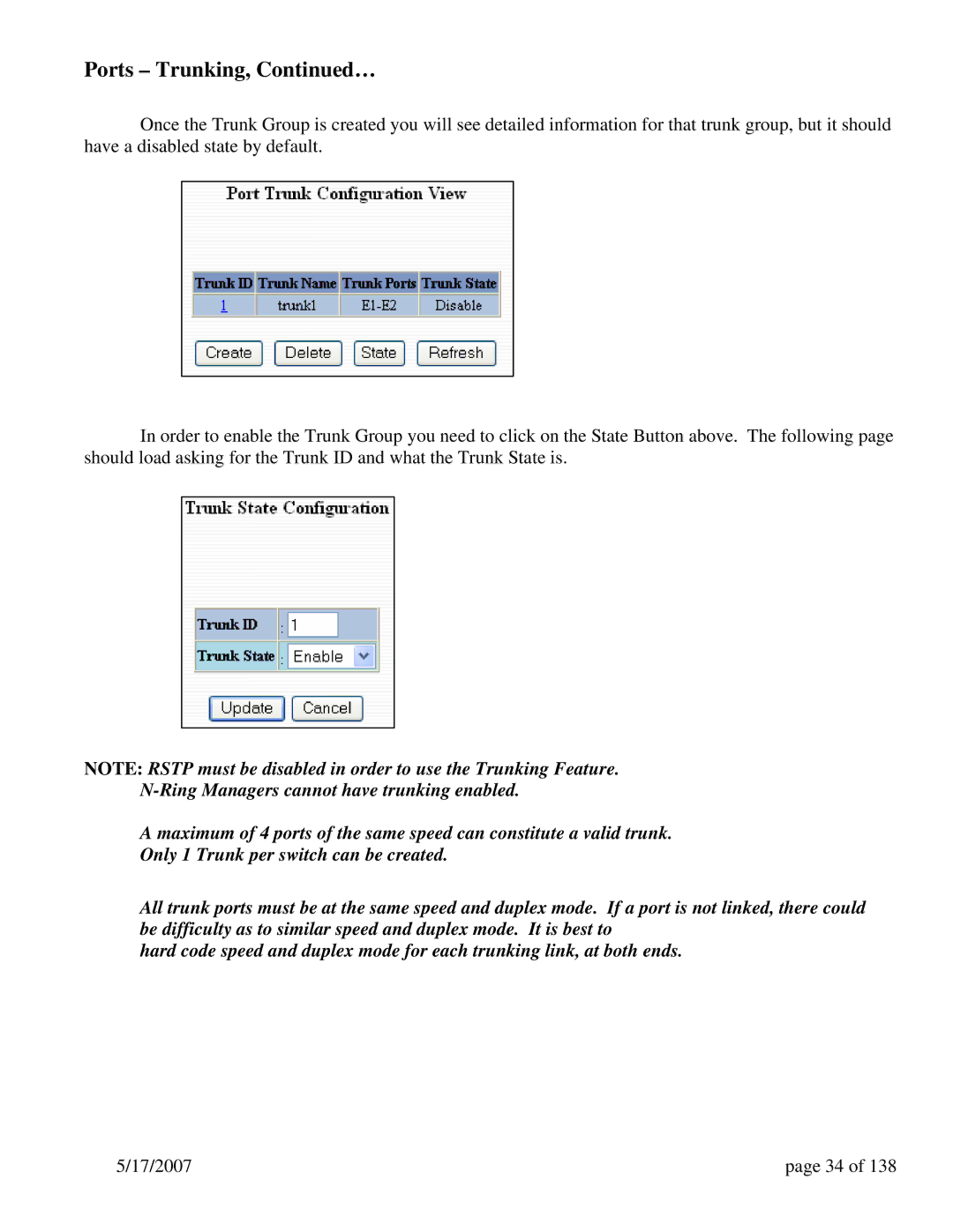 N-Tron 9000 Series user manual Ports Trunking, … 