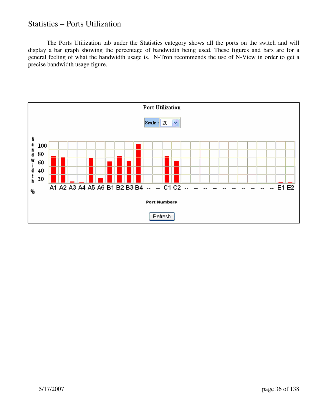 N-Tron 9000 Series user manual Statistics Ports Utilization 