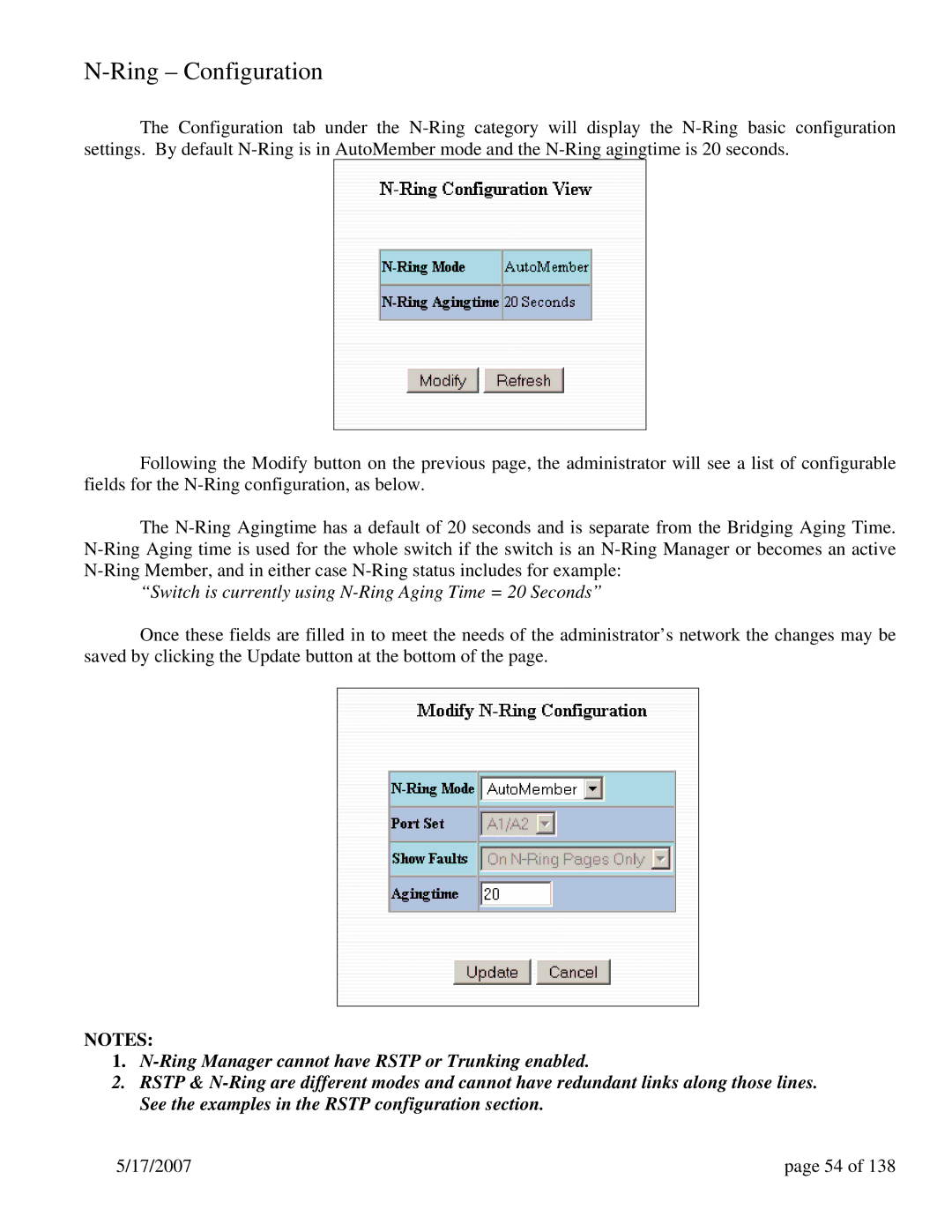 N-Tron 9000 Series user manual Ring Configuration 