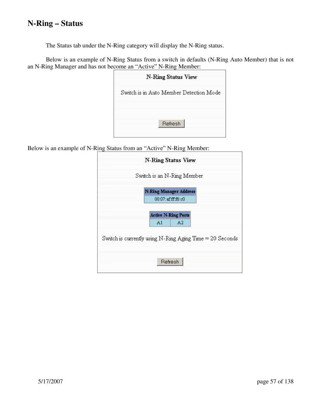 N-Tron 9000 Series user manual Ring Status 