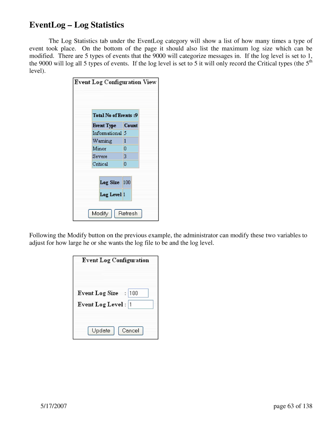 N-Tron 9000 Series user manual EventLog Log Statistics 