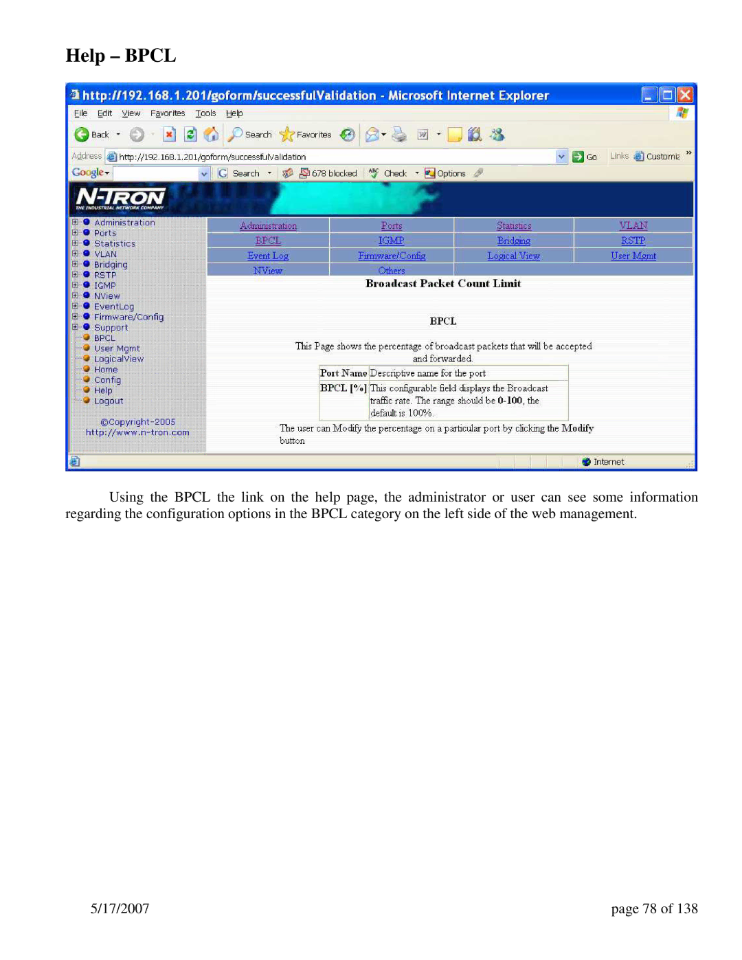 N-Tron 9000 Series user manual Help Bpcl 