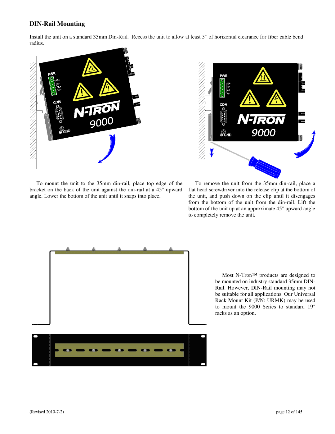 N-Tron 9000 user manual DIN-Rail Mounting 