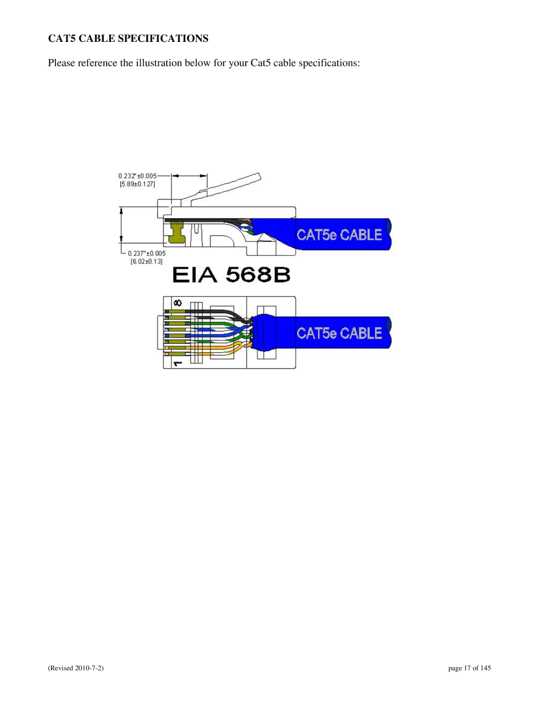 N-Tron 9000 user manual CAT5 Cable Specifications 