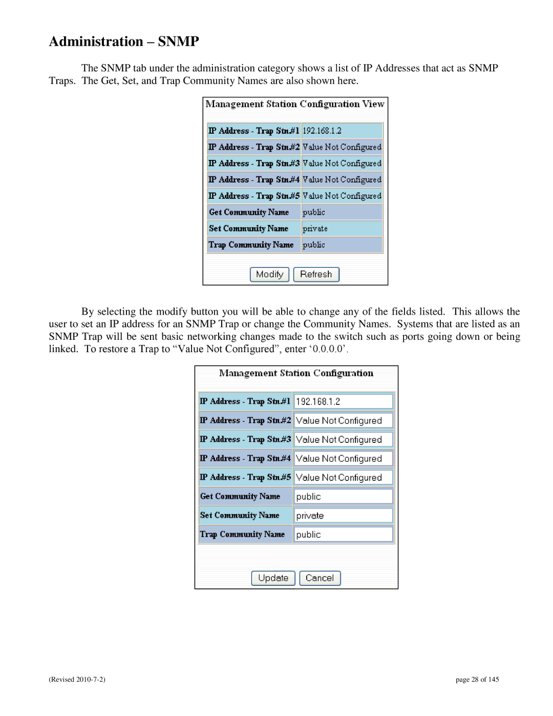 N-Tron 9000 user manual Administration Snmp 