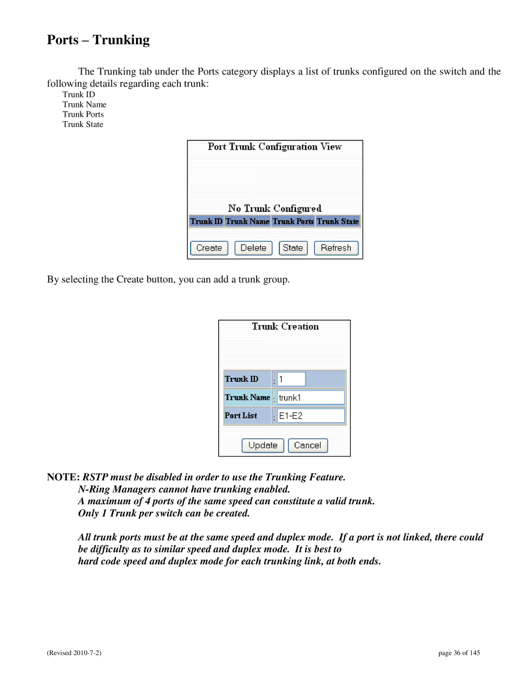 N-Tron 9000 user manual Ports Trunking 