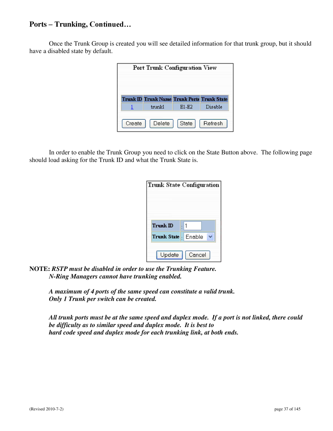 N-Tron 9000 user manual Ports Trunking, … 