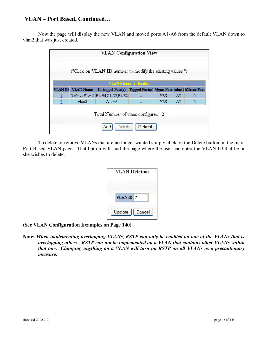 N-Tron 9000 user manual Vlan Port Based, … 