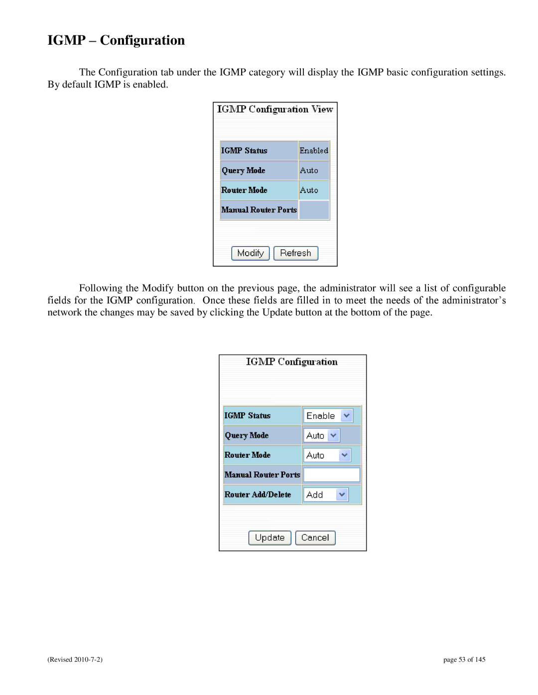 N-Tron 9000 user manual Igmp Configuration 