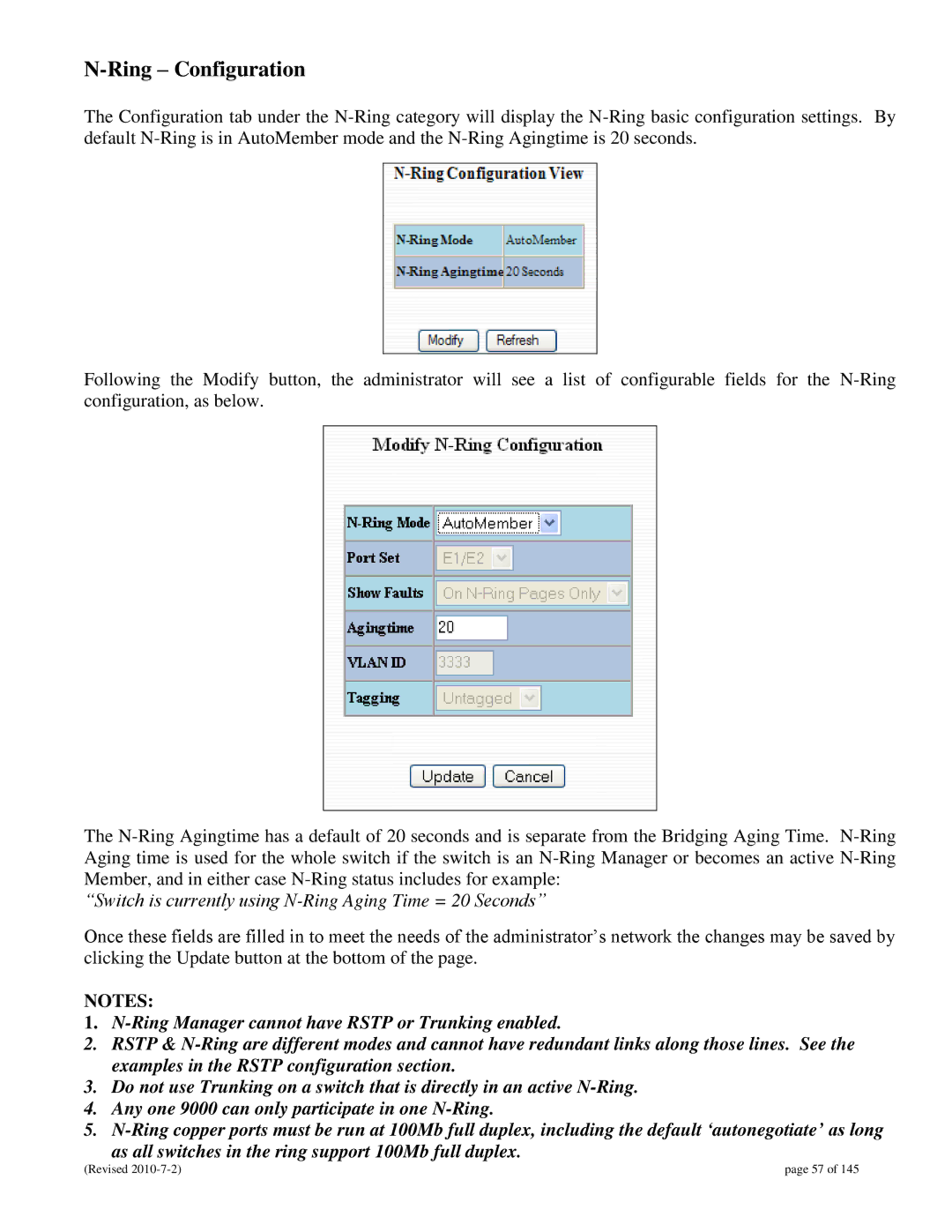 N-Tron 9000 user manual Ring Configuration 