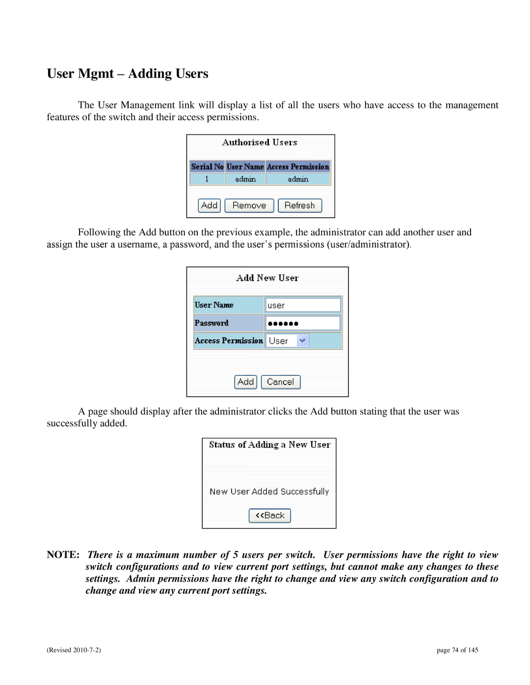 N-Tron 9000 user manual User Mgmt Adding Users 