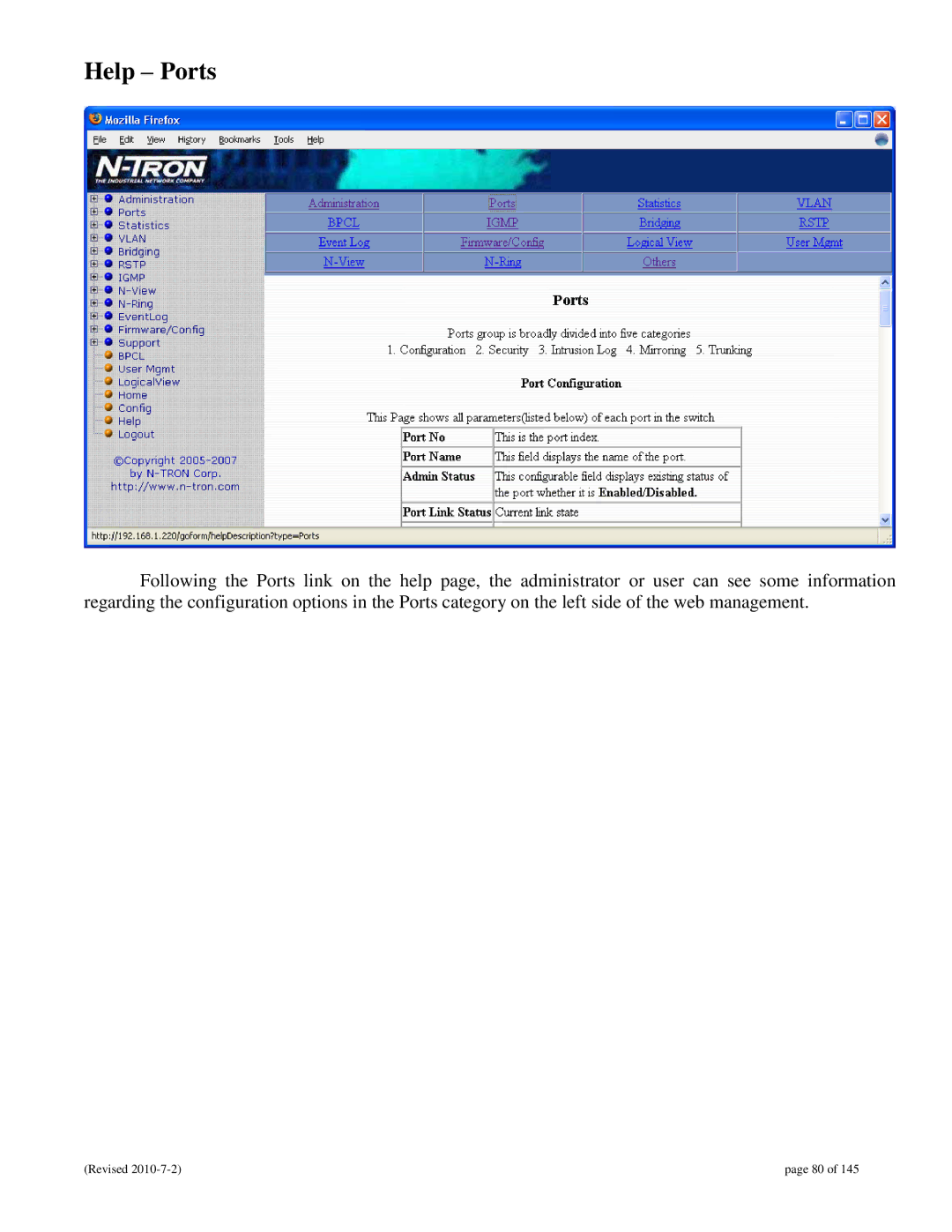 N-Tron 9000 user manual Help Ports 