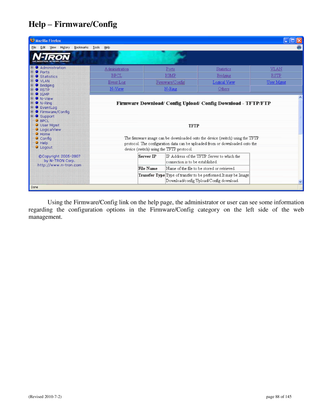 N-Tron 9000 user manual Help Firmware/Config 