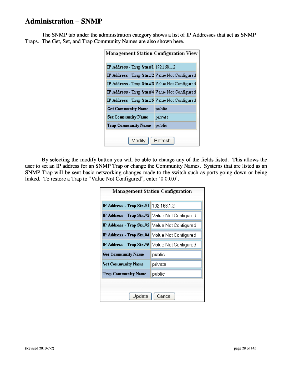 N-Tron 9000 user manual Administration - SNMP, page 28 of 