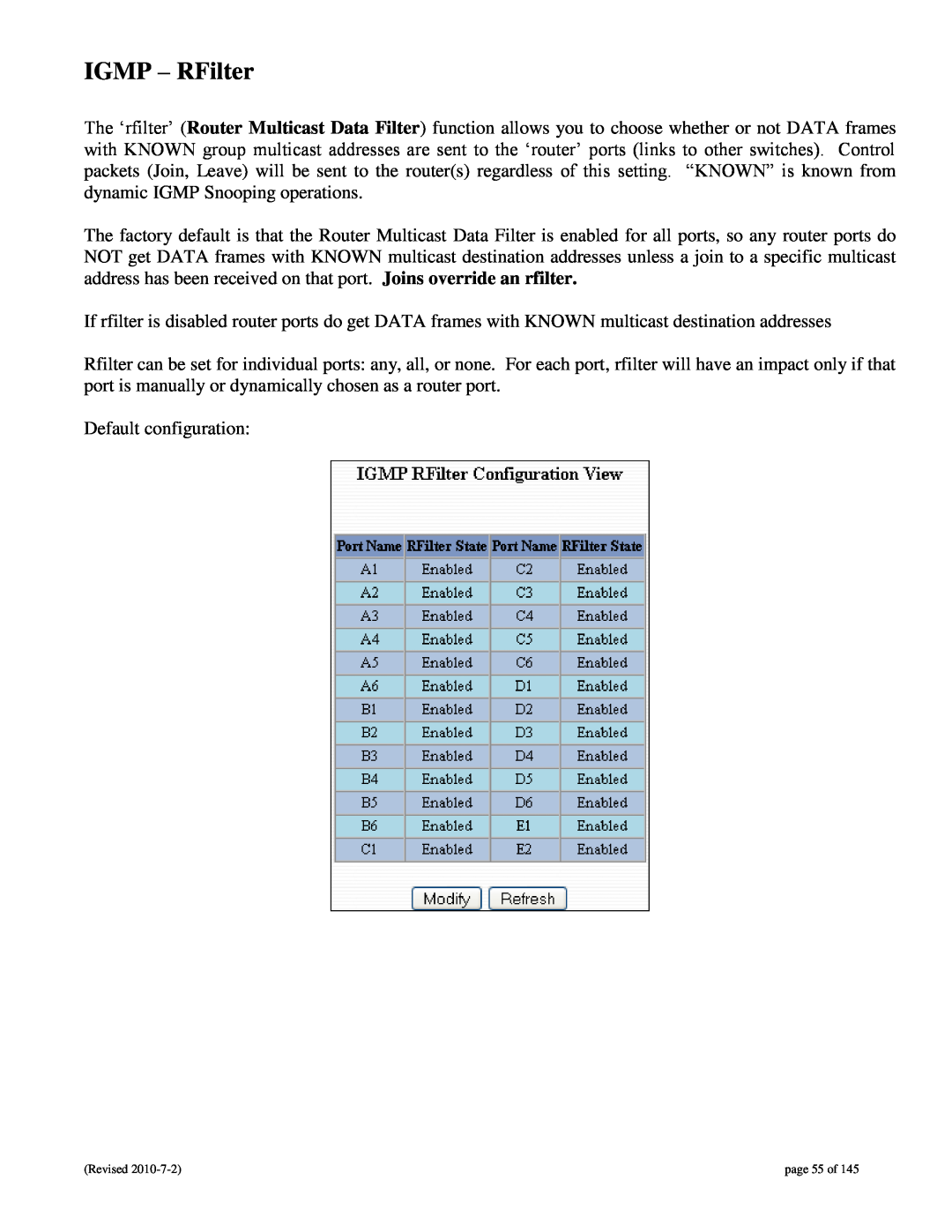 N-Tron 9000 user manual IGMP - RFilter 