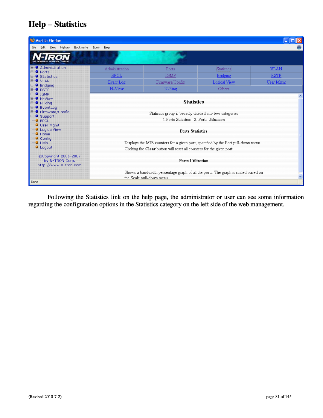 N-Tron 9000 user manual Help - Statistics, page 81 of 