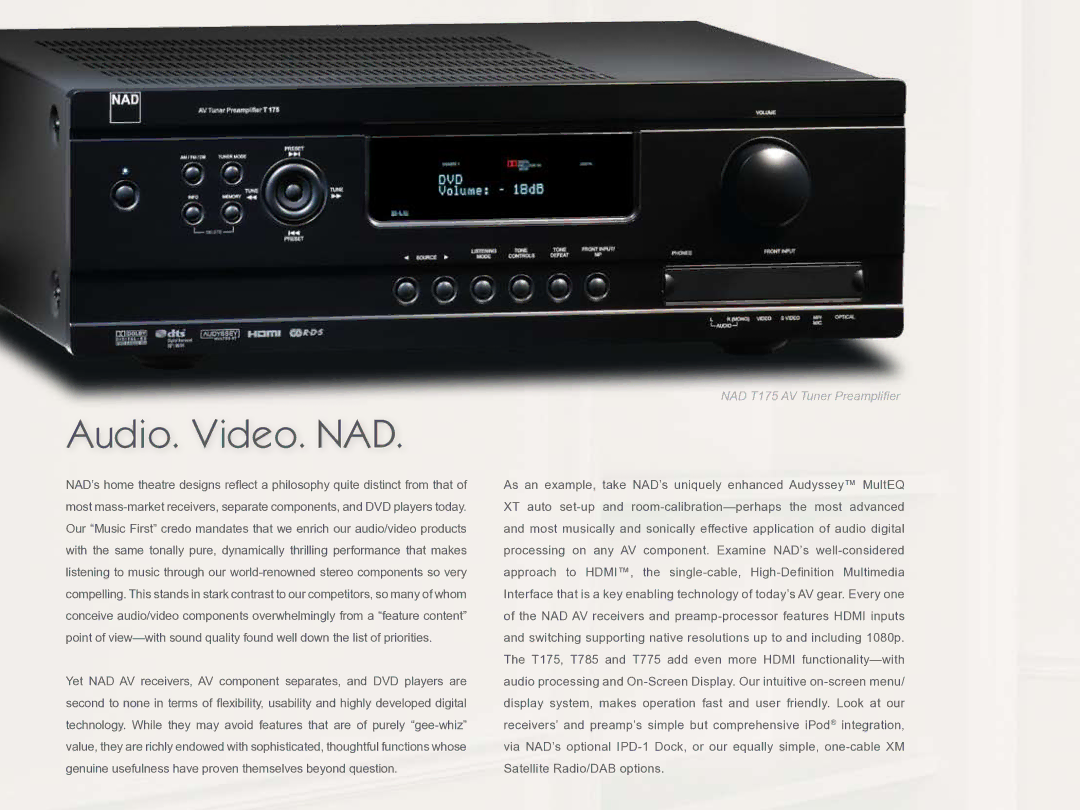 NAD 3020 manual Audio. Video. NAD 