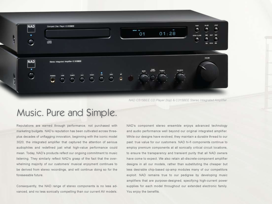 NAD 3020 manual Music. Pure and Simple 