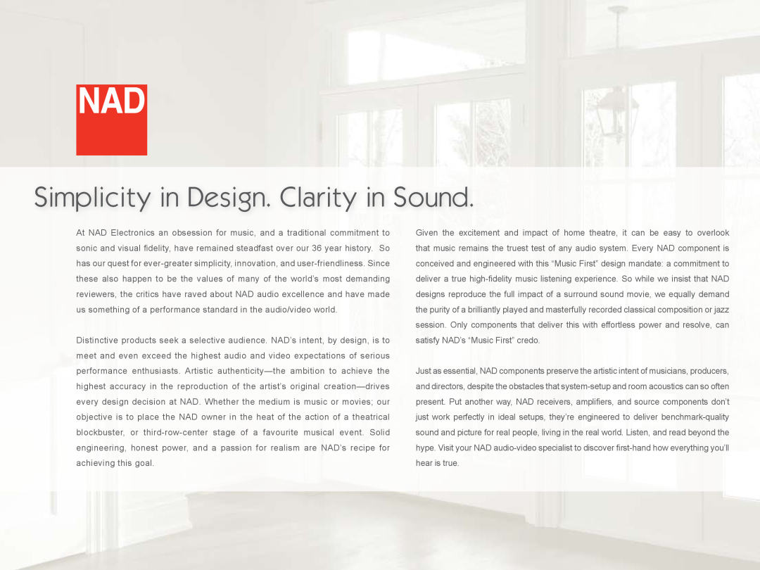 NAD 3020 manual Simplicity in Design. Clarity in Sound 