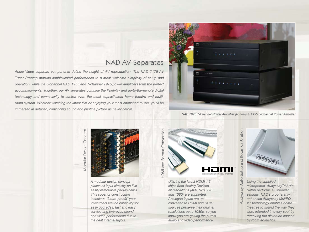 NAD 3020 NAD AV Separates, Modular Design Concept, HDMI and Format Conversion, Audyssey Auto Setup and Room Calibration 