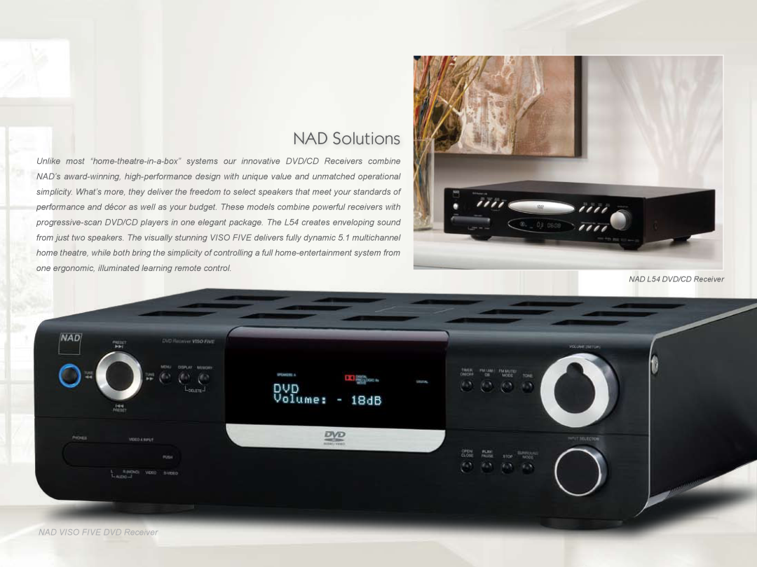NAD 3020 manual NAD Solutions, NAD VISO FIVE DVD Receiver 
