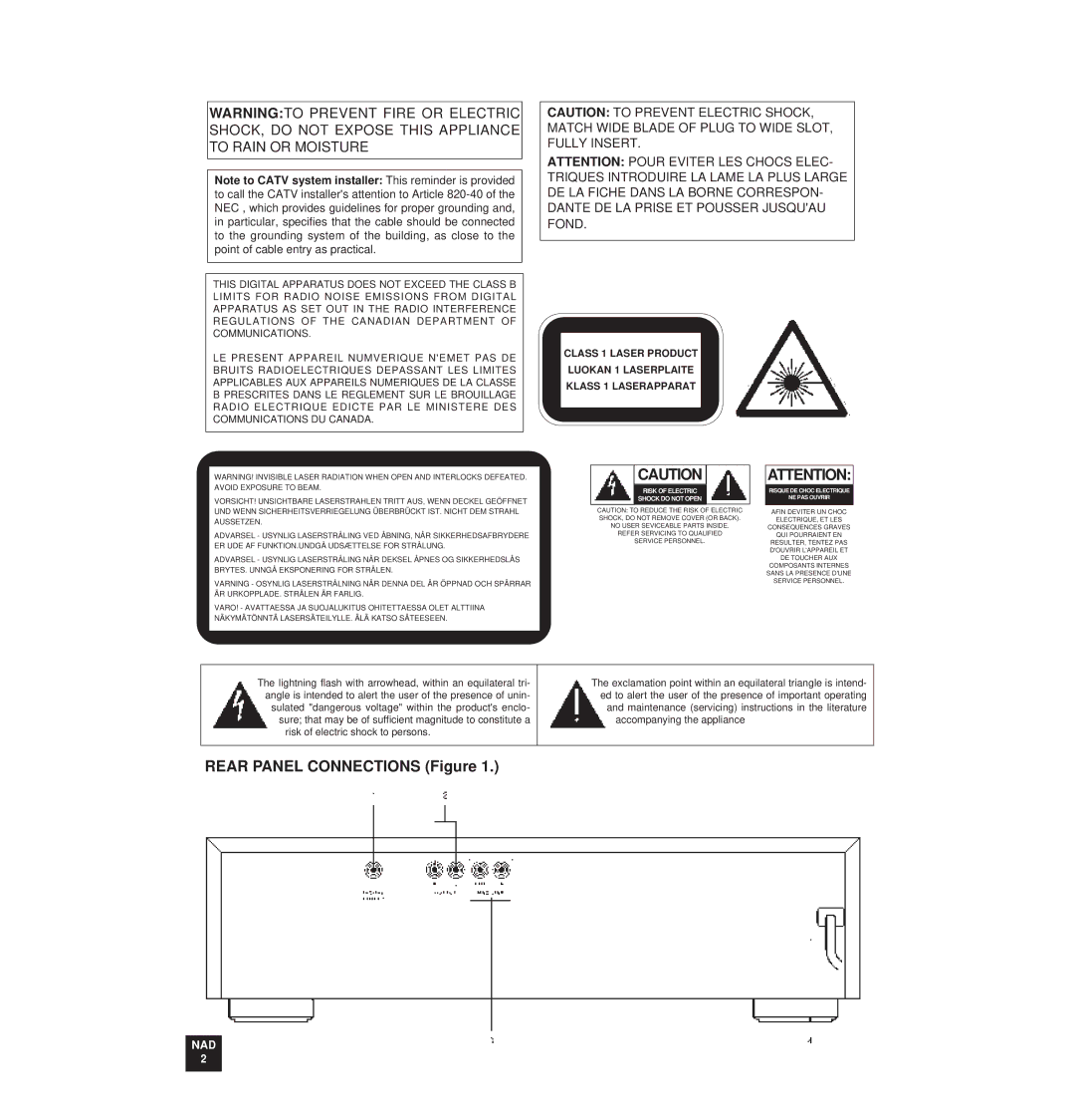 NAD 515 owner manual Rear Panel Connections Figure 