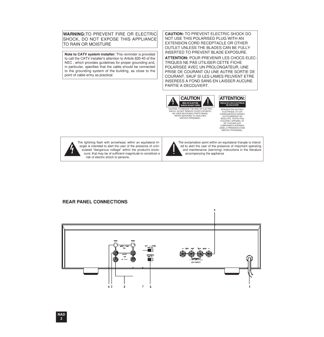 NAD 912 owner manual Rear Panel Connections 