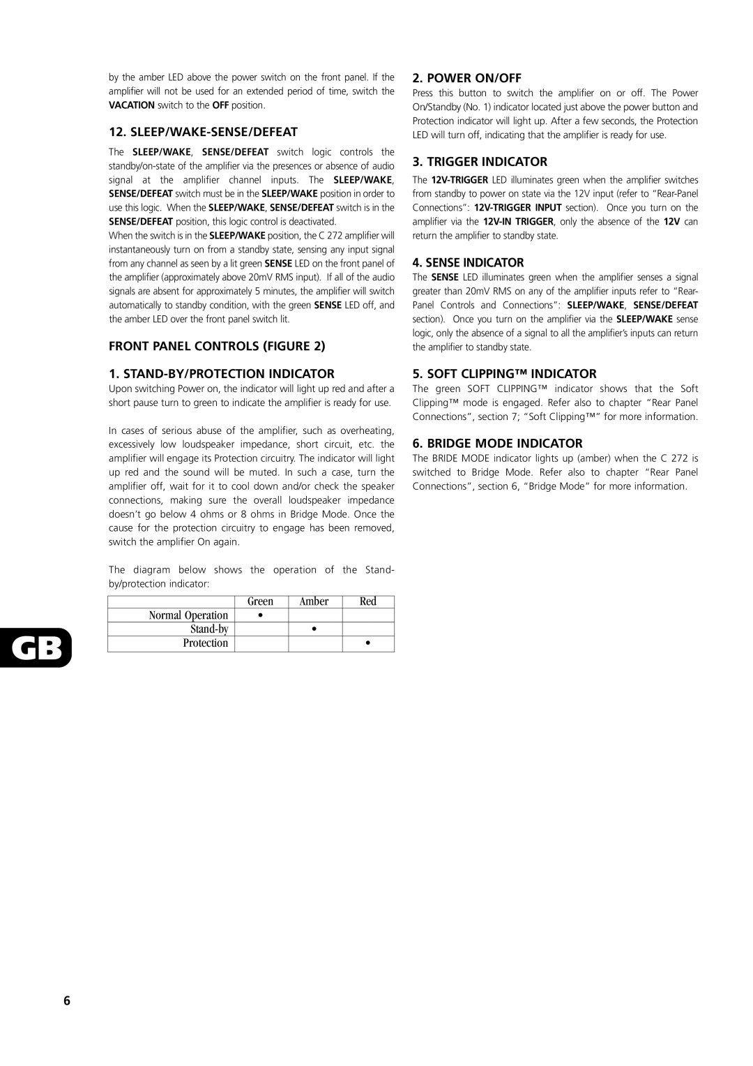 NAD C 272 owner manual Sleep/Wake-Sense/Defeat, Front Panel Controls Figure STAND-BY/PROTECTION Indicator, Power ON/OFF 