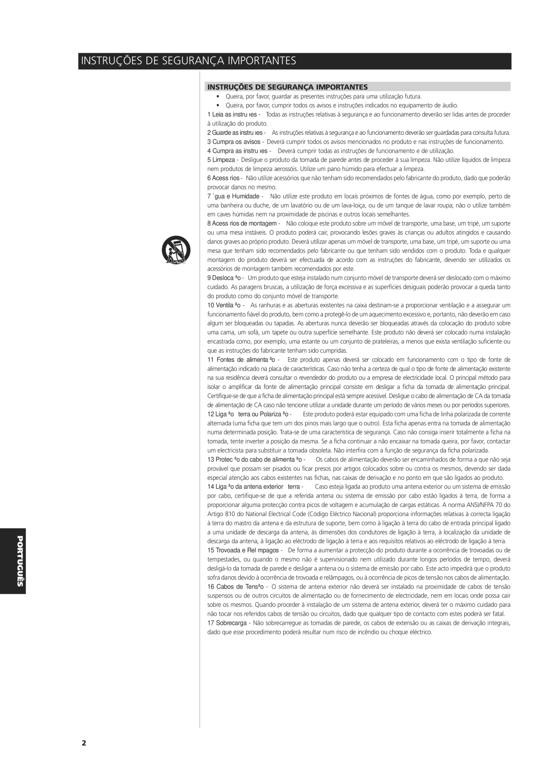 NAD C 325BEE owner manual Instruções DE Segurança Importantes 