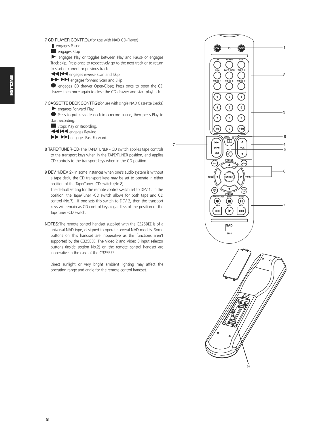 NAD C 325BEE owner manual Engages forward Scan and Skip 