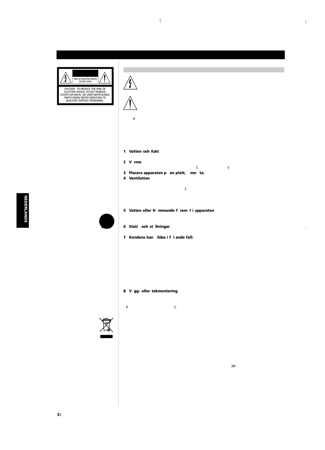 NAD C 352 owner manual Belangrijke Veiligheidsinstructies, Förklaring AV DE Grafiska Symbolerna, Tänk PÅ ATT 