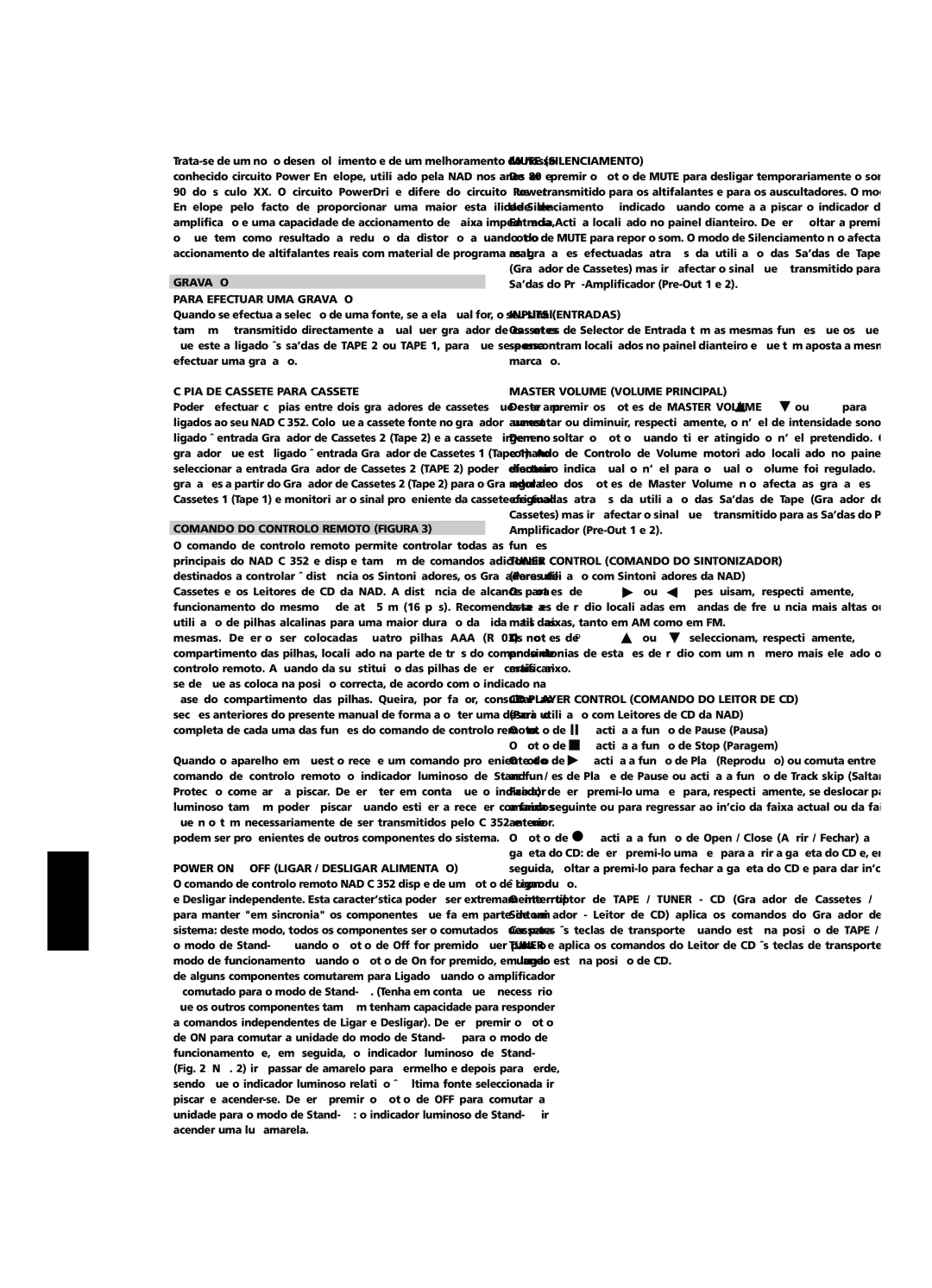 NAD C 352 Gravação Para Efectuar UMA Gravação, Cópia DE Cassete Para Cassete, Comando do Controlo Remoto Figura 