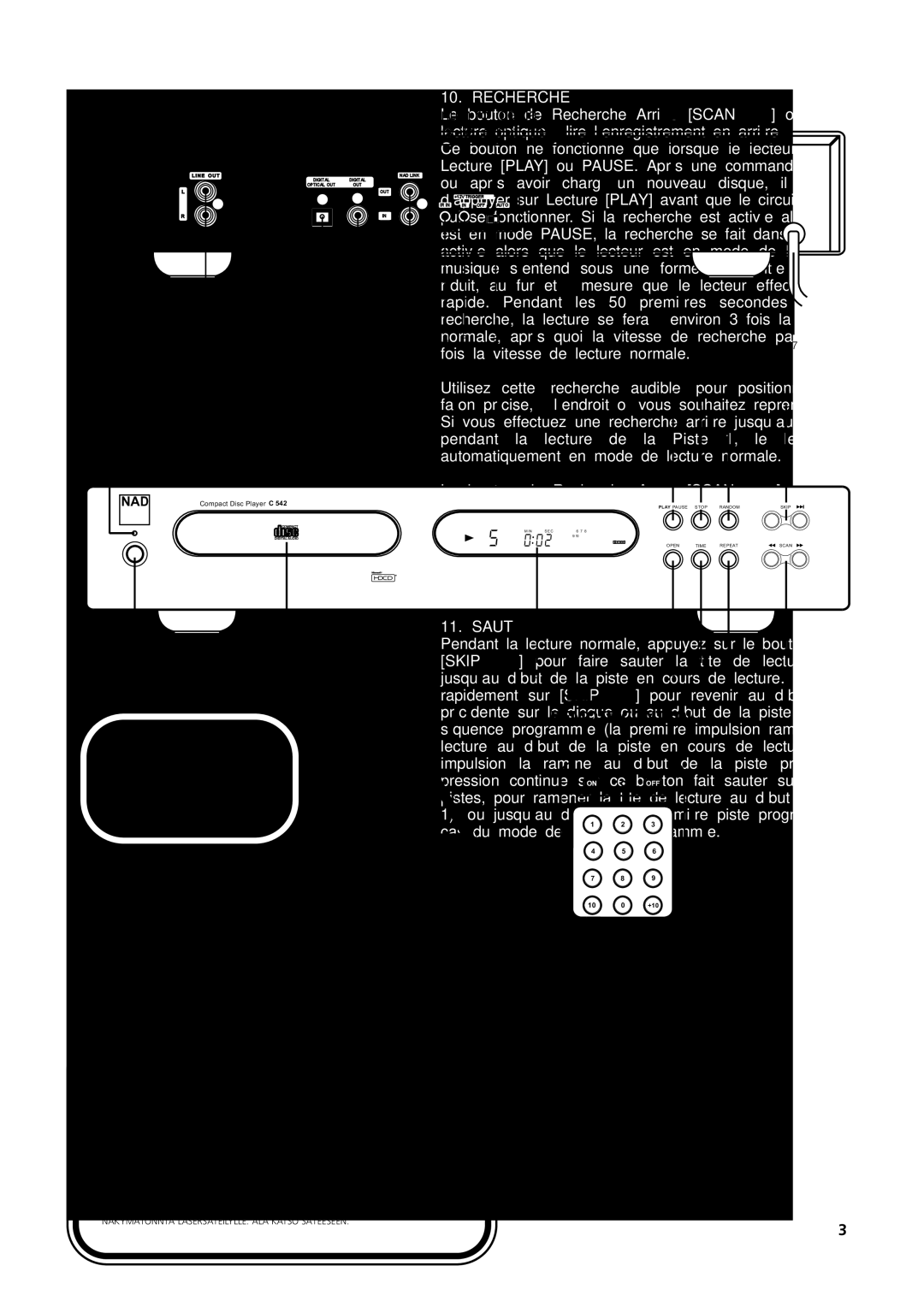 NAD C 542 owner manual Temps Recherche, Arret, Repetition, Saut, Lecture Aleatoire, LED Veille, Telecommande 