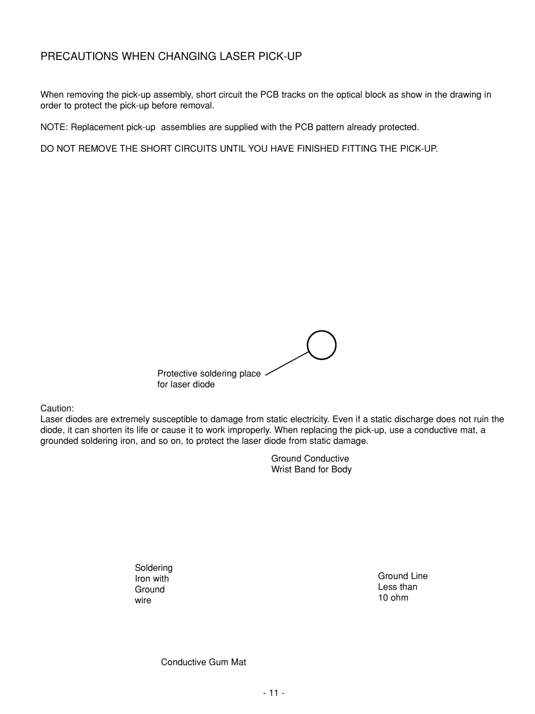 NAD C 542 service manual Precautions When Changing Laser PICK-UP 