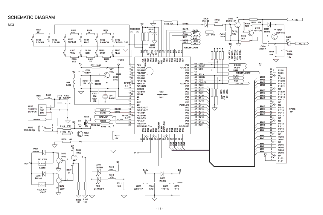 NAD C 542 service manual Schematic Diagram, Mcu 