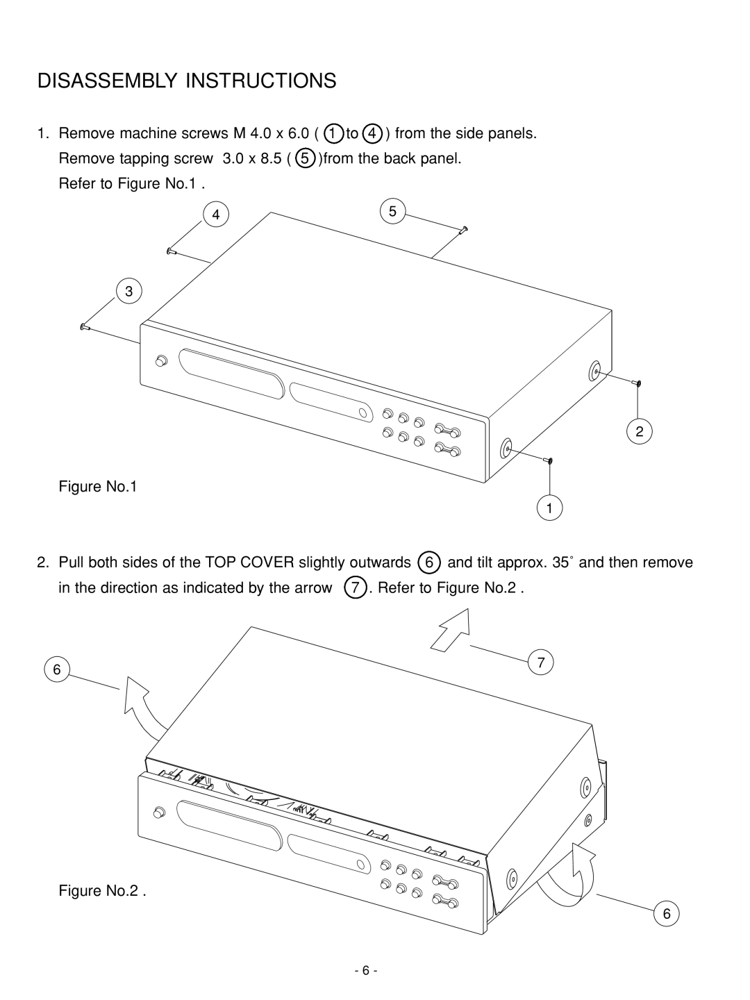 NAD C 542 service manual Disassembly Instructions, Refer to Figure No.1 