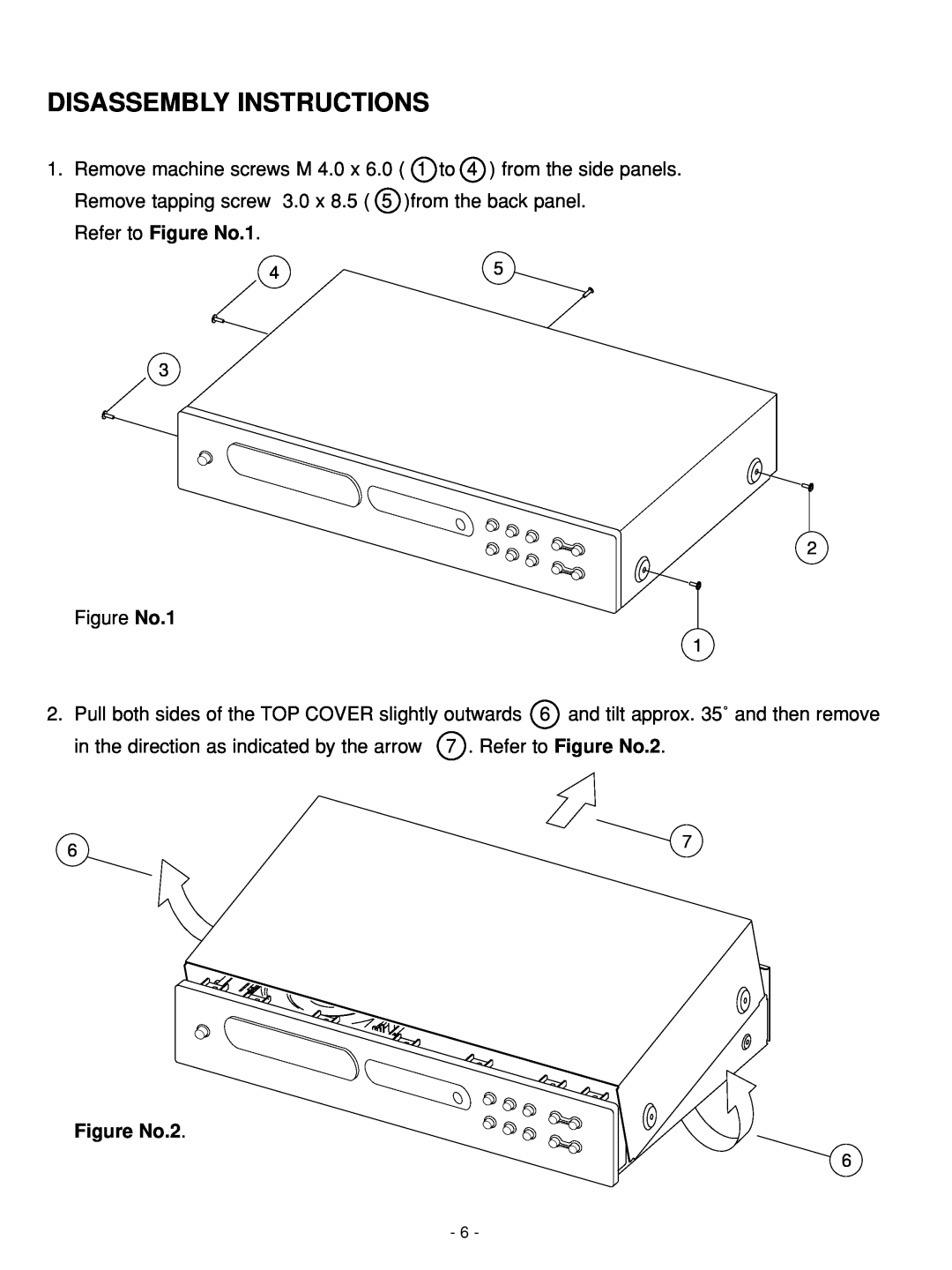 NAD C 542 service manual Disassembly Instructions, Refer to Figure No.1, Figure No.2 