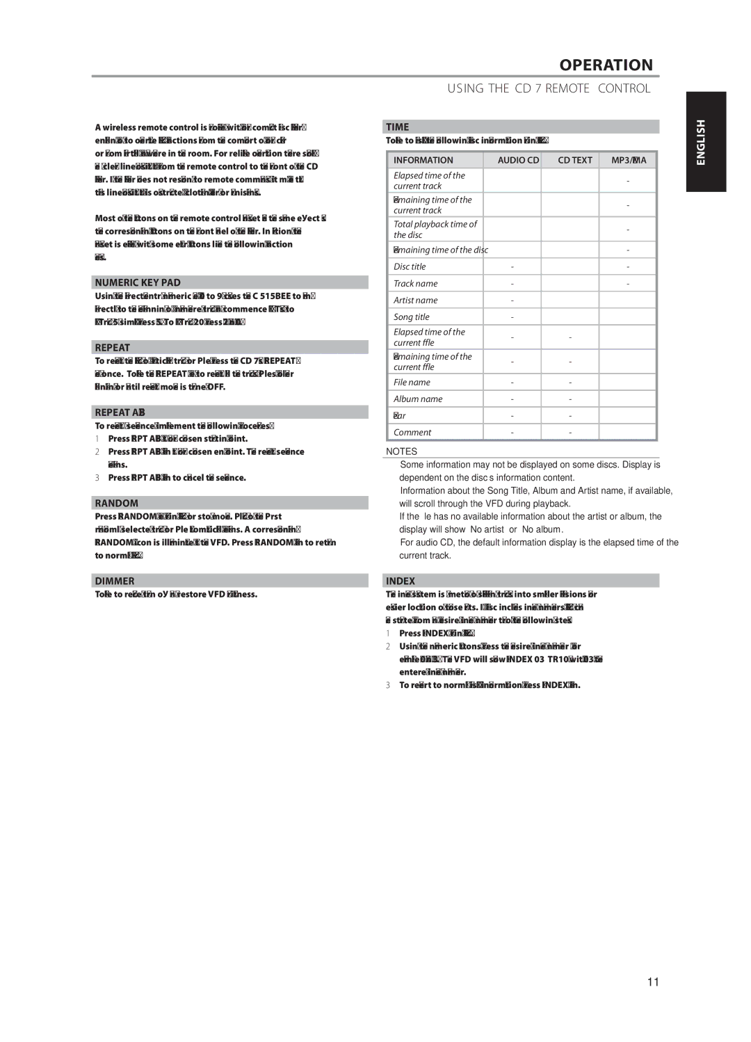 NAD C515BEE owner manual Using the CD 7 Remote Control, Svenska Nederlands Русский 