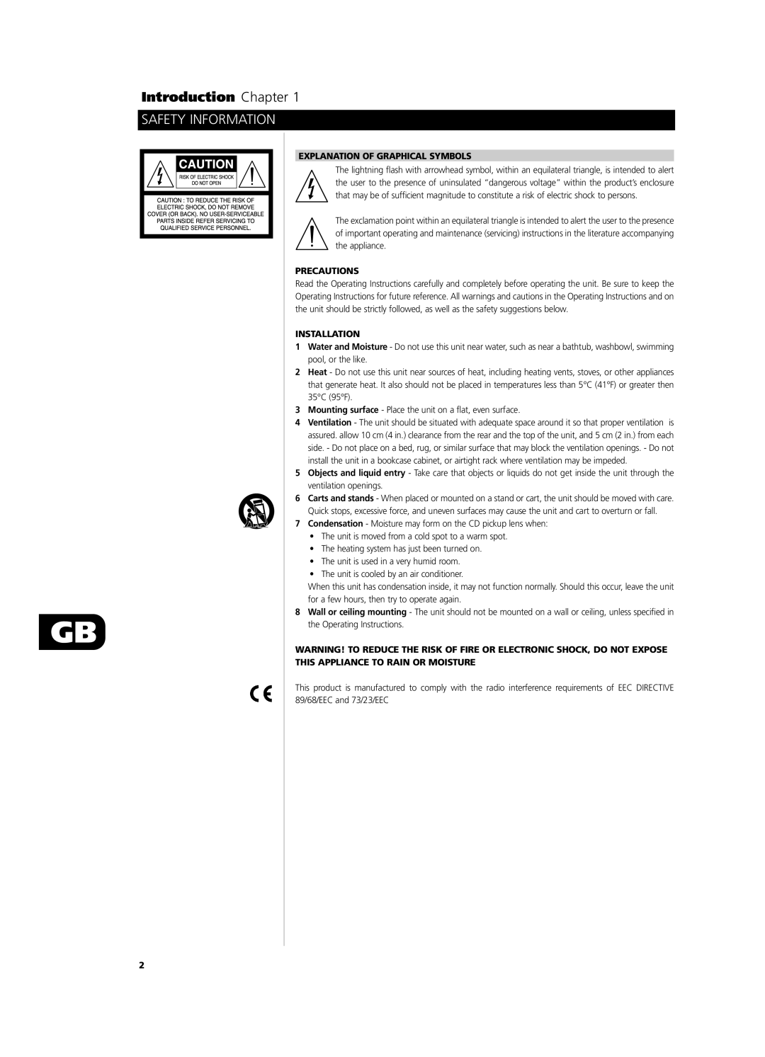 NAD C660 owner manual Introduction Chapter, Safety Information, Explanation of Graphical Symbols, Precautions, Installation 