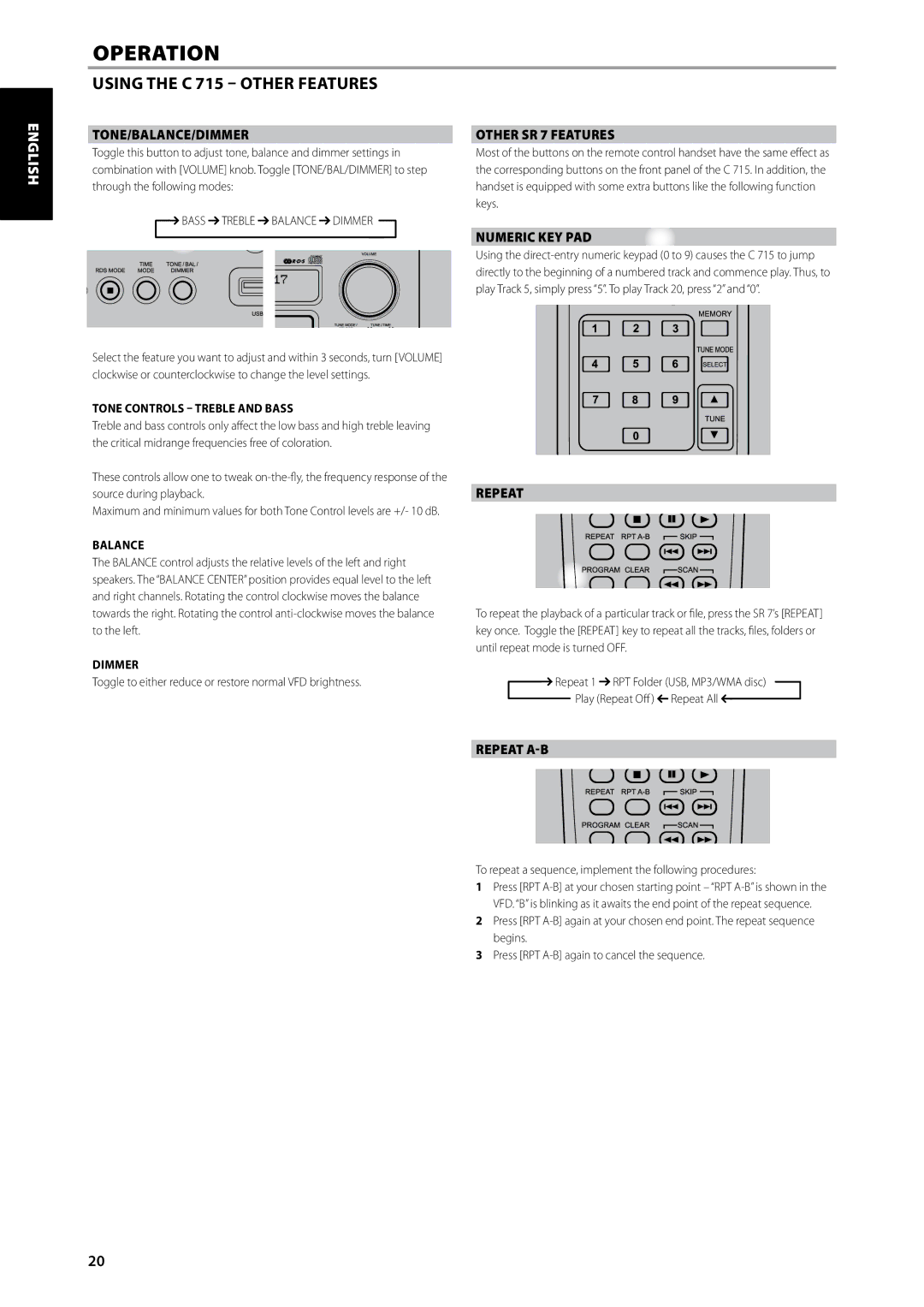 NAD C715 owner manual Using the C 715 Other Features, Français Español Italiano, Nederlands Svenska Русский 