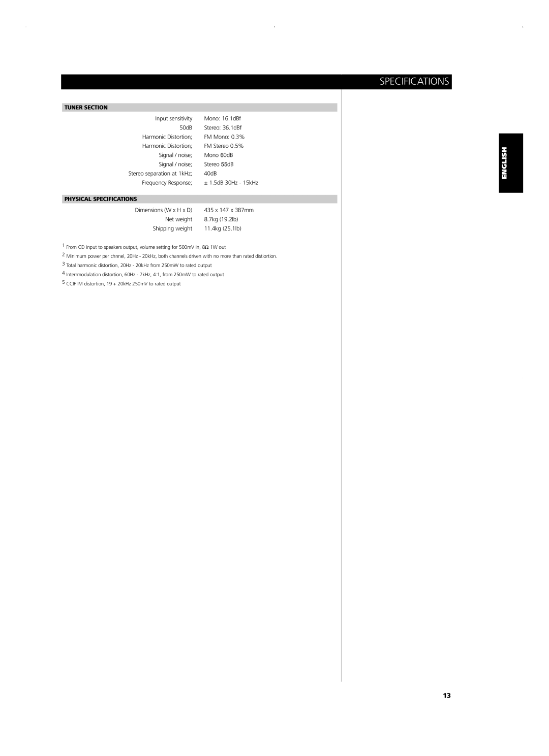 NAD C720BEE owner manual Tuner Section, Physical Specifications 